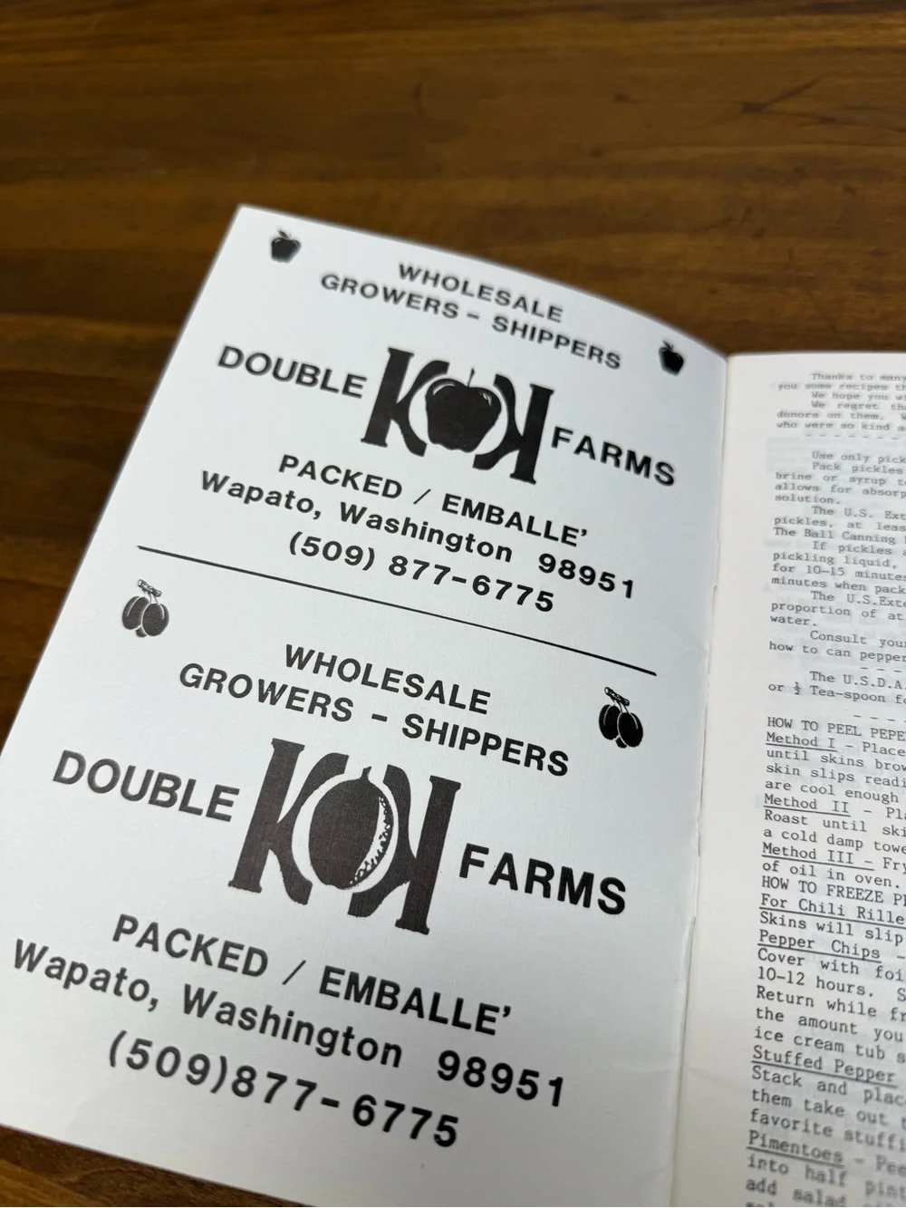 Favorite Recipes Krueger Pepper Gardens Wapato WA 1980's